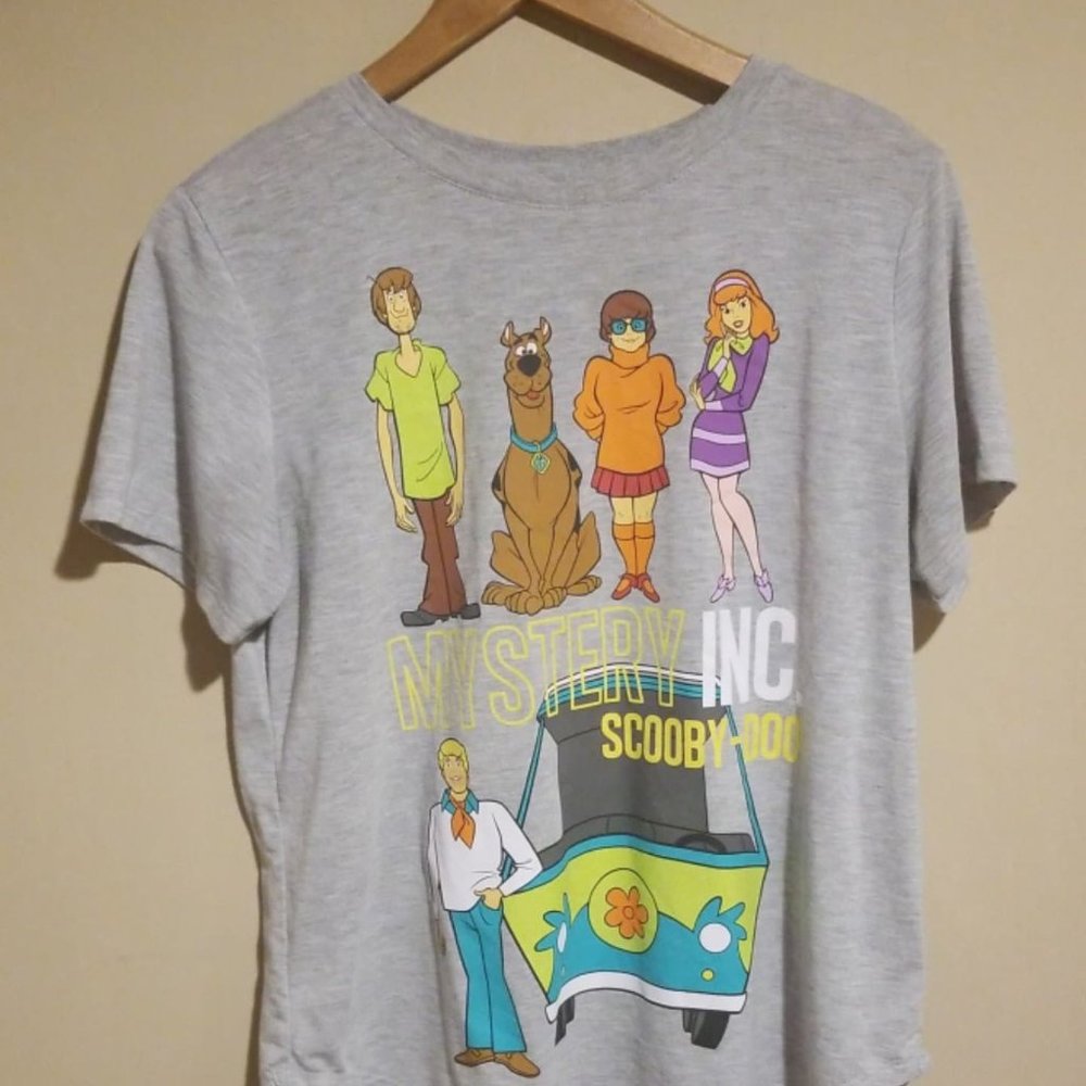Scooby Doo Mystery Inc. Women's Gray Cropped Bottom T-Shirt Size XL